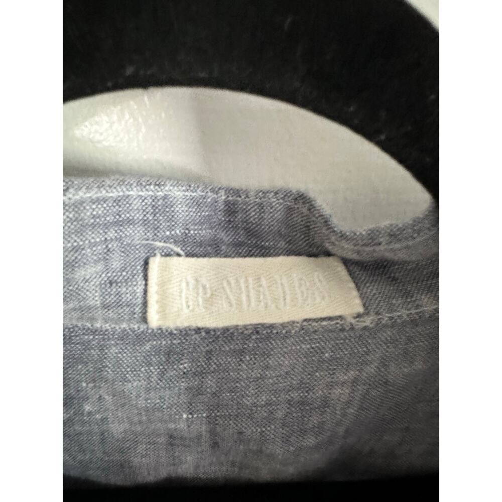 CP SHADES Joss Blue Linen Button-Down Shirt Minimalist Preppy CBK - Sz Medium - Picture 4 of 5
